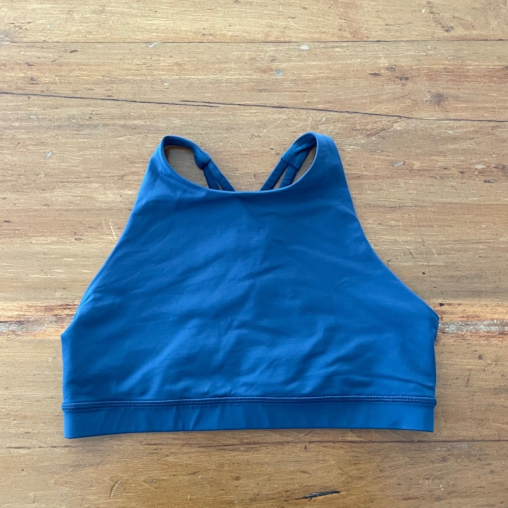 Lululemon Energy Bra *High Neck Night Diver Strappy Back 10
